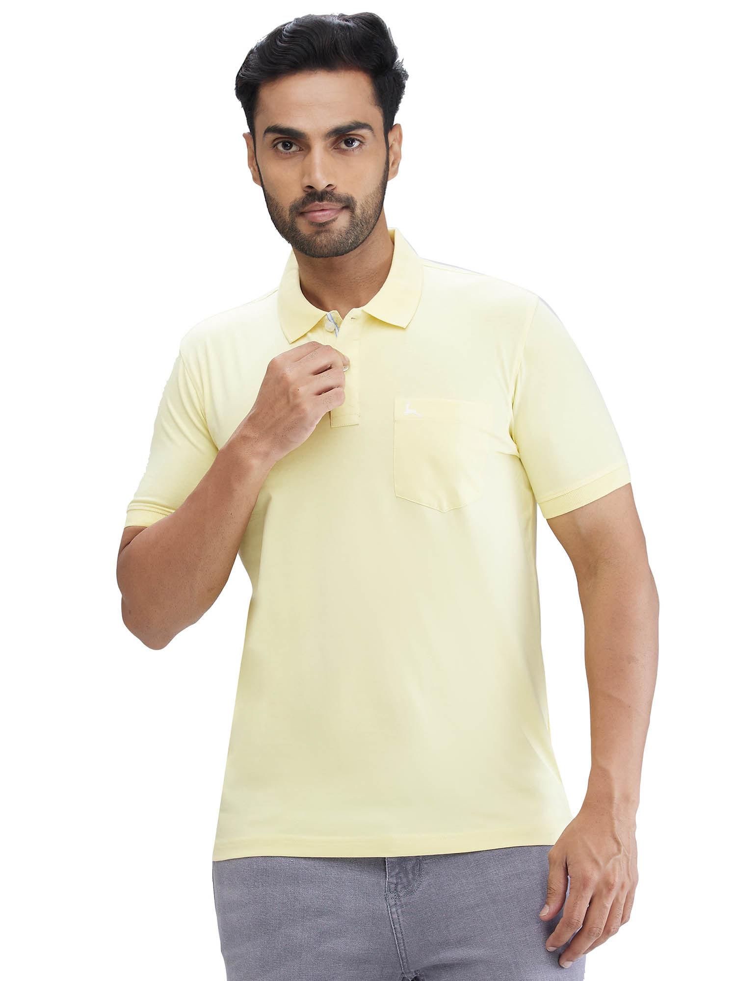 regular fit solid medium yellow t-shirt