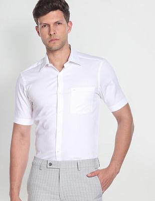 regular fit solid short sleeve formal shirt