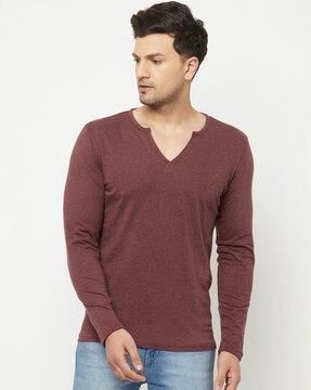 regular fit solid v-neck t-shirt