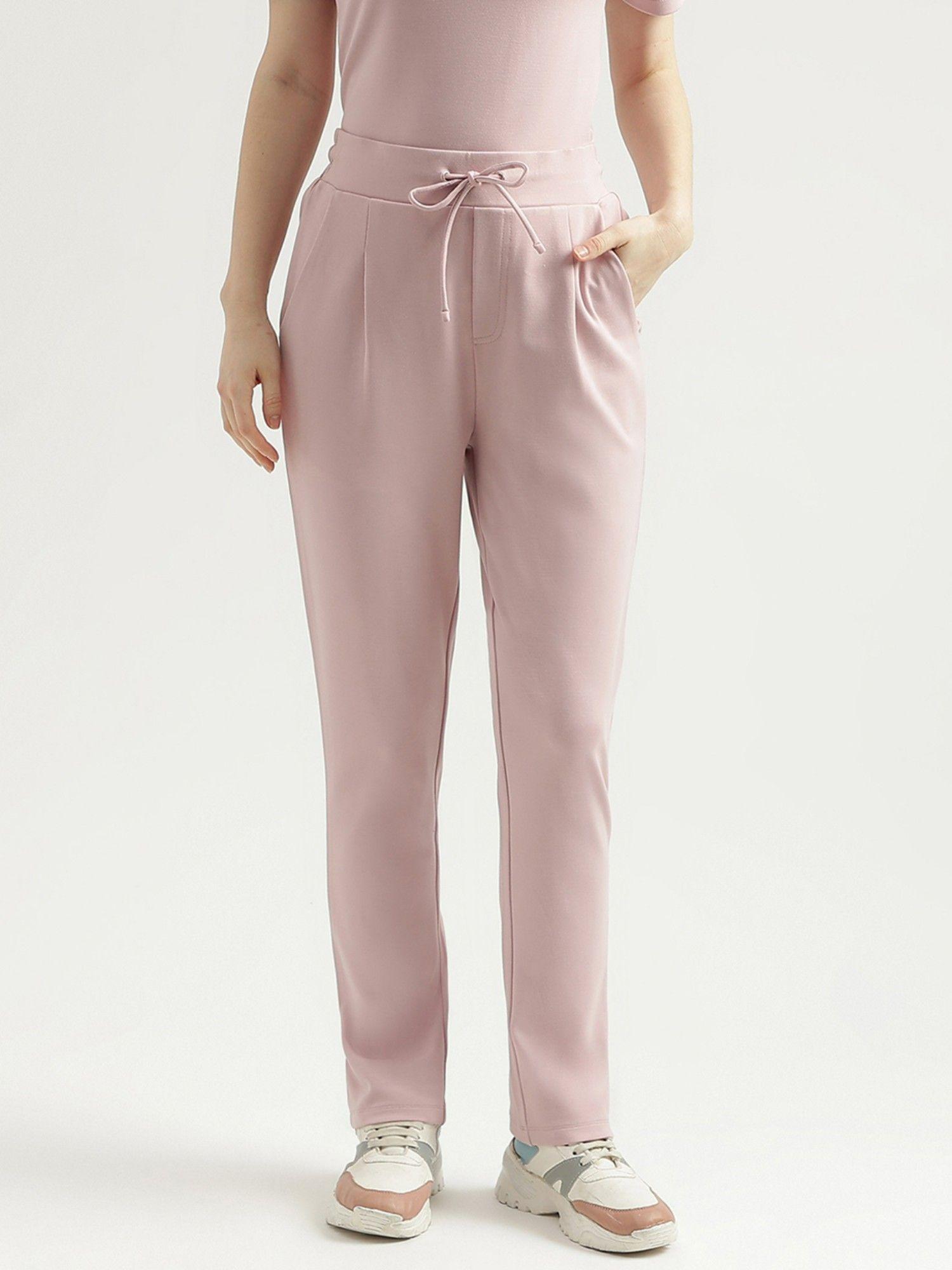 regular fit solid womens trouser-pink