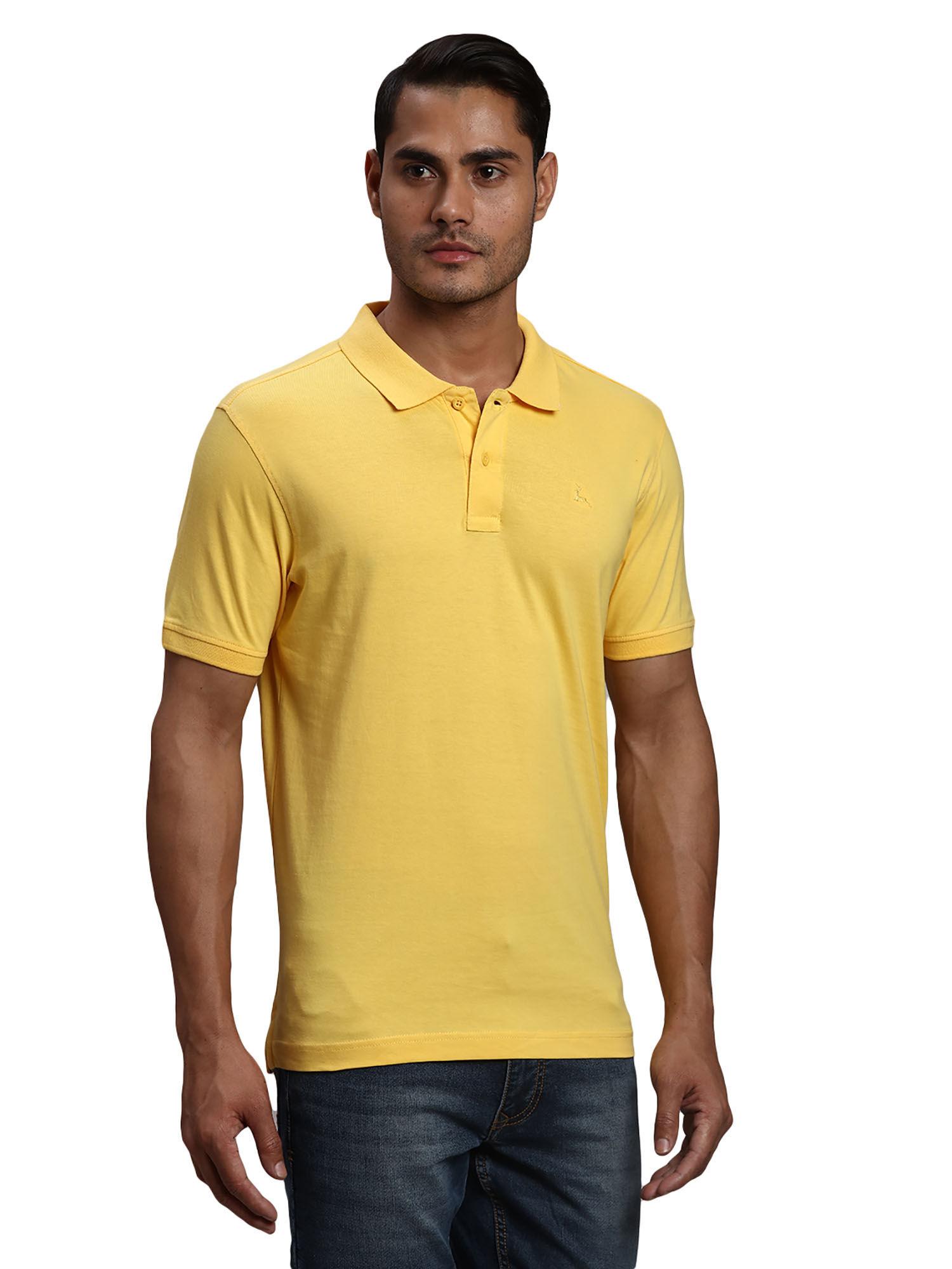 regular fit solid yellow polo t-shirt