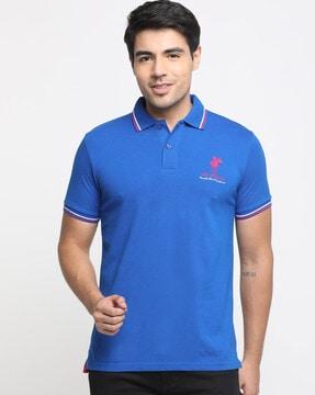 regular fit spread collar short sleeves polo t-shirt