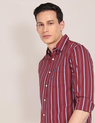 regular fit striped casual shirt