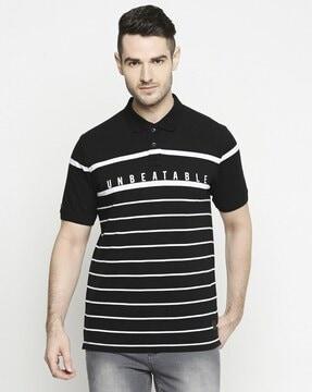 regular fit striped cotton polo t-shirt