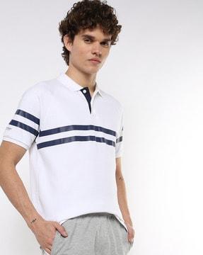 regular fit striped cotton polo t-shirt