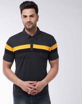 regular fit striped cotton polo t-shirt