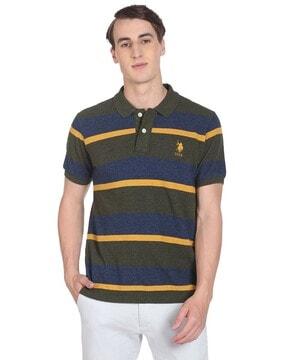 regular fit striped cotton polo t-shirt