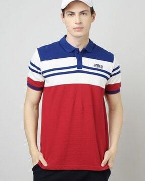 regular fit striped cotton polo t-shirt