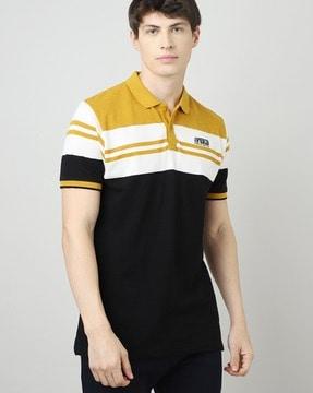 regular fit striped cotton polo t-shirt