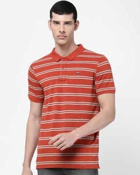 regular fit striped cotton polo t-shirt