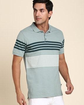 regular fit striped cotton polo t-shirt