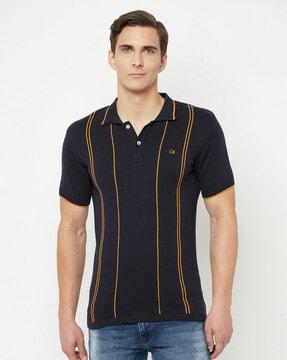 regular fit striped cotton polo t-shirt