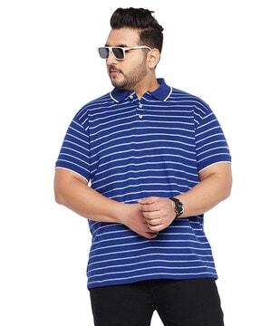 regular fit striped cotton polo t-shirt