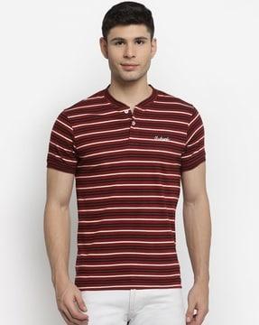 regular fit striped henley t-shirt