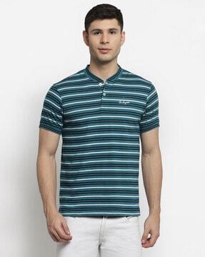 regular fit striped henley t-shirt