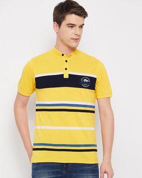 regular fit striped henley t-shirt