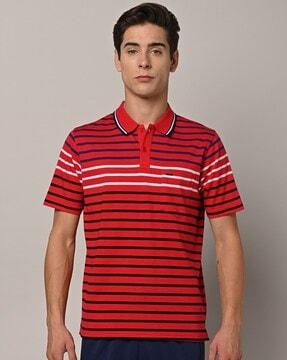 regular fit striped polo t-shirt with patch pocket