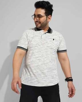 regular fit striped polo t-shirt with patch pocket