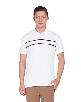 regular fit striped polo t-shirt with ribbed collar
