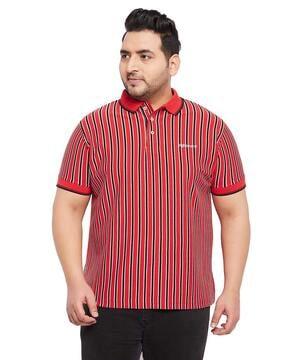 regular fit striped polo t-shirt with ribbed hems