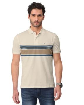 regular fit striped polo t-shirt with short sleeves