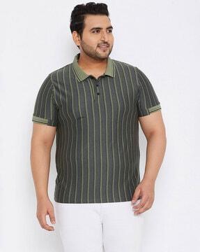 regular fit striped polo t-shirt with side vents