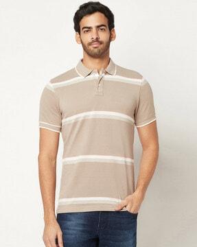 regular fit striped polo t-shirt