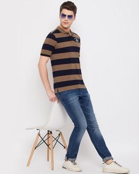 regular fit striped polo t-shirt