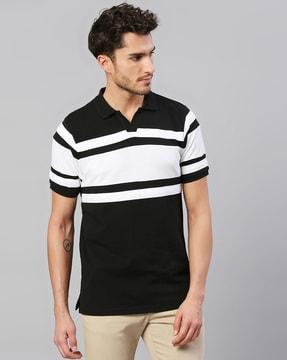 regular fit striped polo t-shirt