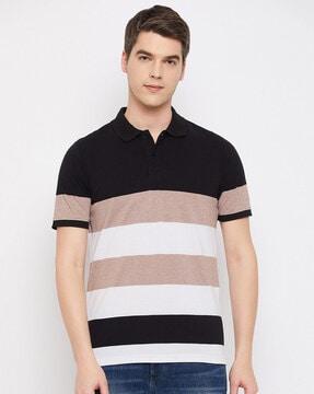 regular fit striped polo t-shirt