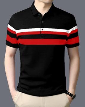 regular fit striped polo t-shirt