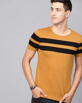 regular fit striped round neck t-shirt