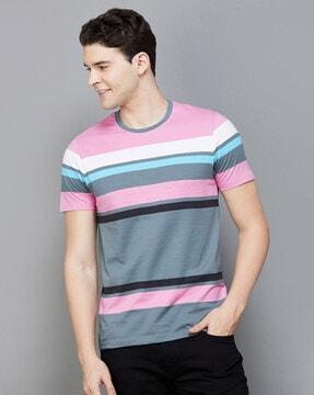 regular fit striped round-neck t-shirt