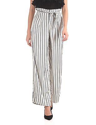 regular fit striped trousers