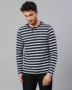 regular fit stripes button-down t-shirt