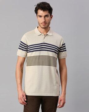 regular fit stripes polo t-shirt