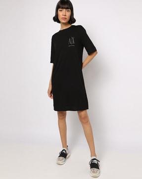 regular fit t-shirt dress with studded logo