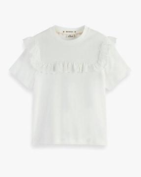 regular fit t-shirt with ruffled detail