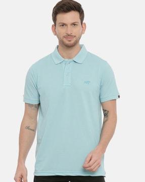 regular fit textured polo t-shirt