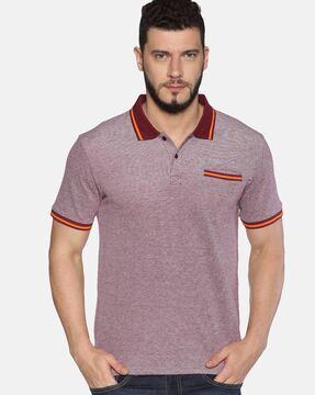 regular fit textured polo t-shirt