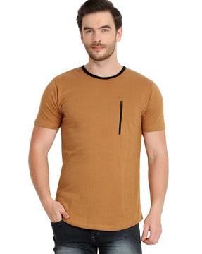 regular fit textured short sleeves crew- neck t-shirt