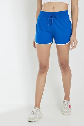 regular fit thigh length cotton women's active wear shorts - royal blue