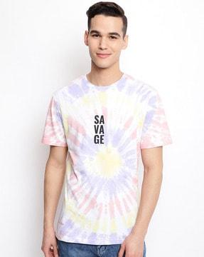 regular fit tie & dye print crew-neck t-shirt