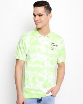 regular fit tie & dye print polo t-shirt