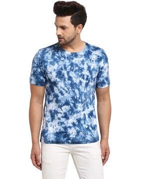 regular fit tie & dye print round-neck t-shirt