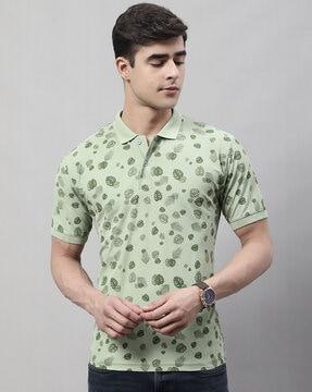 regular fit tropical print polo t-shirt