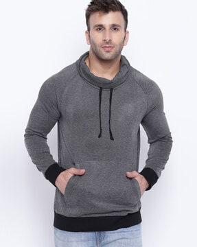 regular fit turtleneck t-shirt with kangaroo pocket