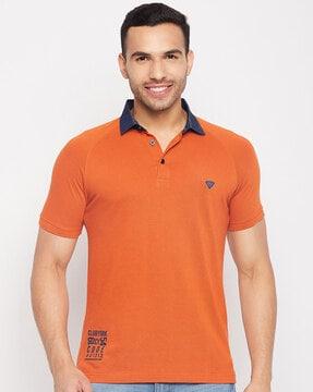 regular fit typograhic print polo t-shirt