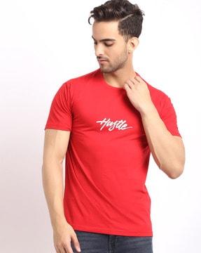 regular fit typographic print crew- neck t-shirt