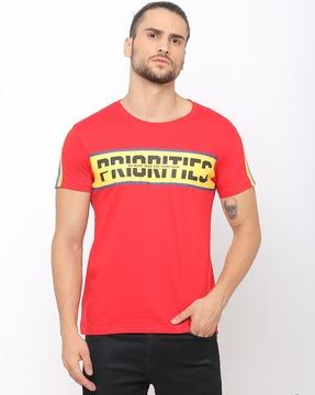 regular fit typographic print crew-neck t-shirt